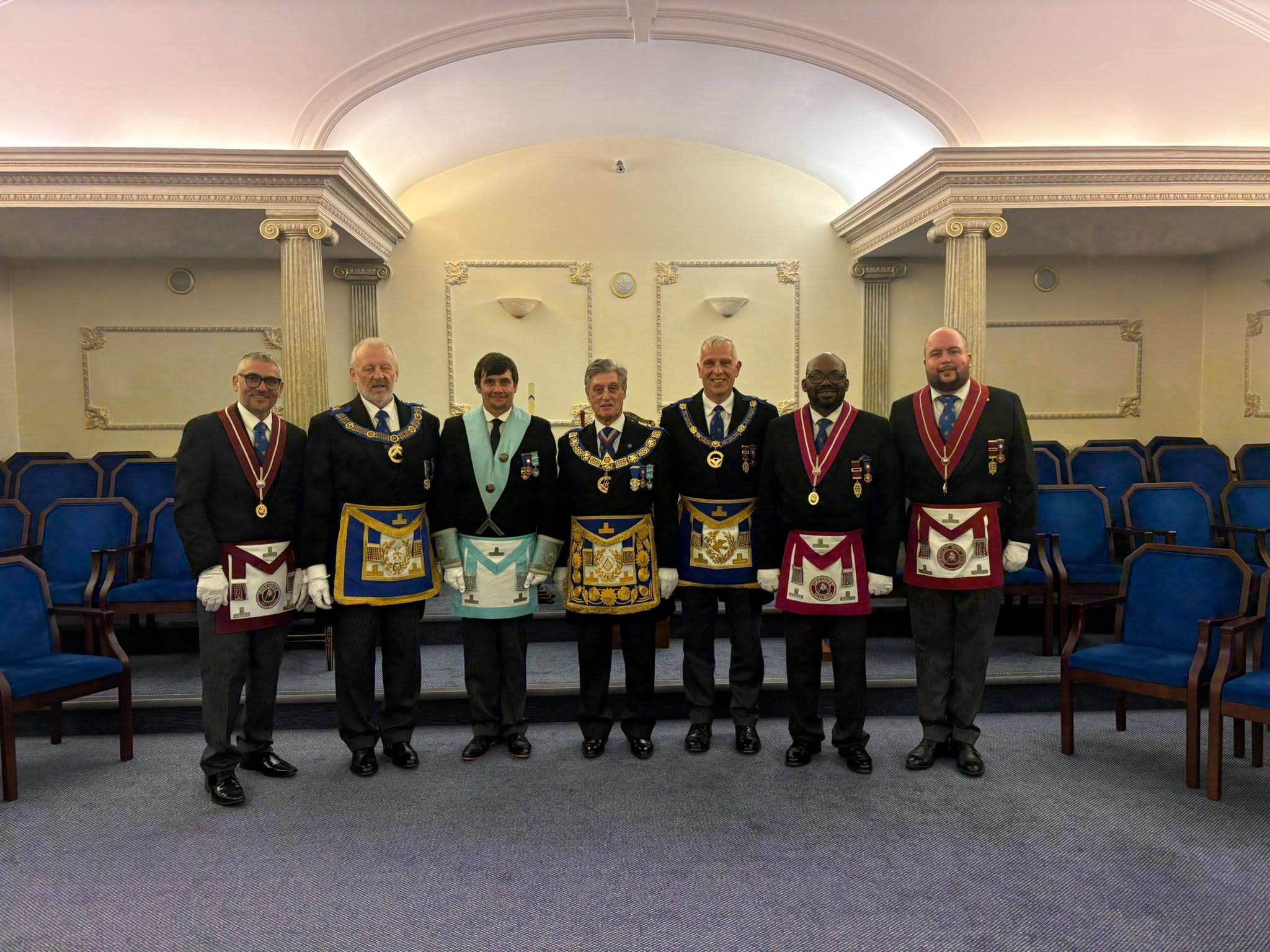 A welcoming group photograph taken in the Lodge room